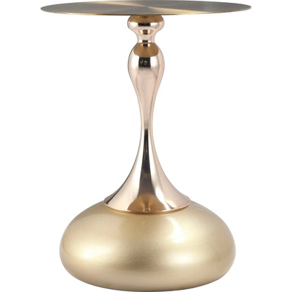 Savoy Wide Side Table with Gold Stainless Steel Top Round Accent Table and Elegant Pedestal Base - Elax Furniture