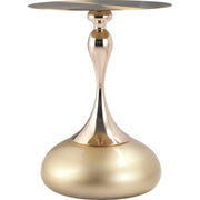 Savoy Wide Side Table with Stainless Steel Top Round Accent Table and Elegant Pedestal Base - Elax Furniture