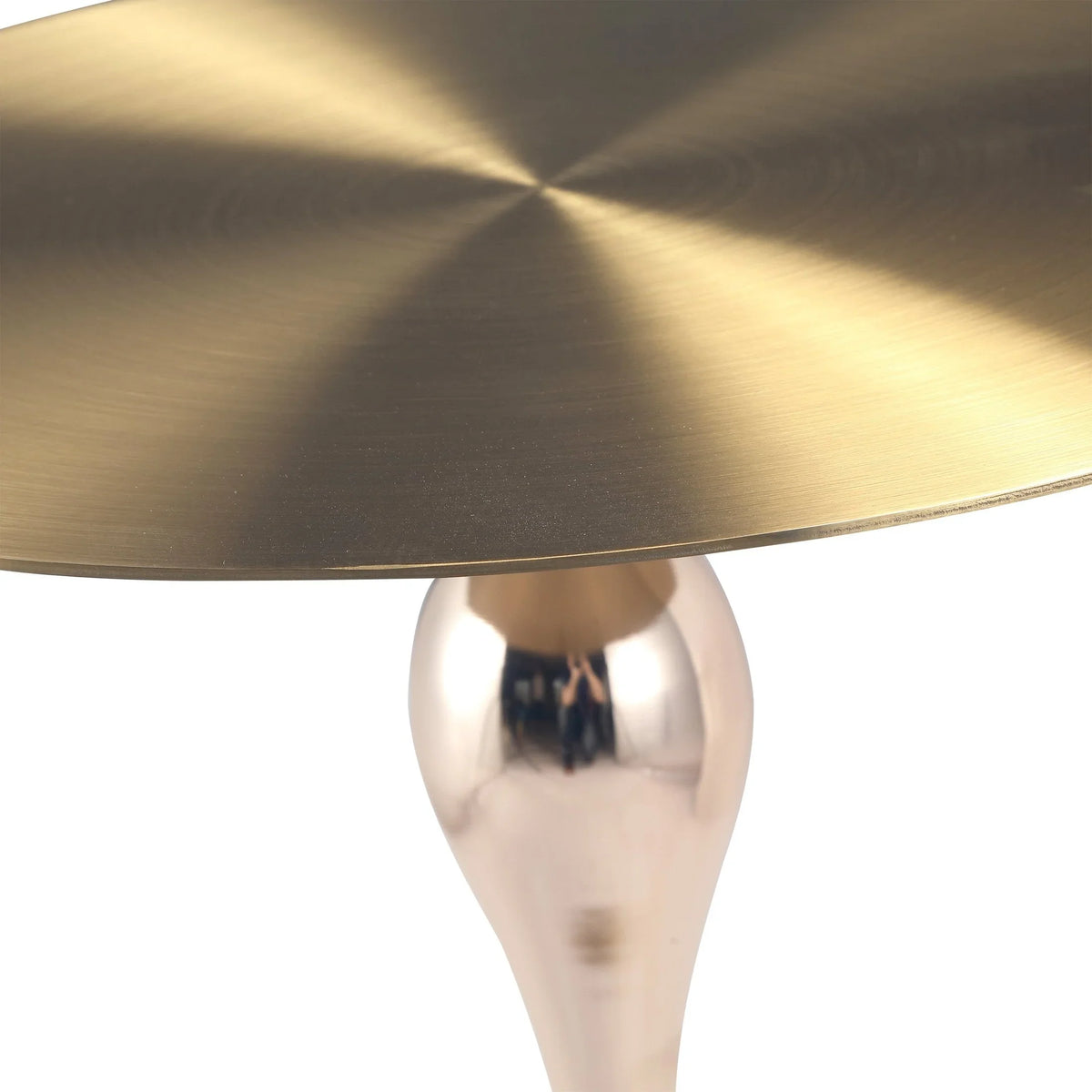 Savoy Wide Side Table with Gold Stainless Steel Top Round Accent Table and Elegant Pedestal Base - Elax Furniture