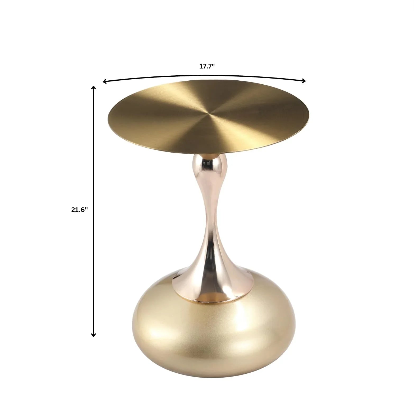 Savoy Wide Side Table with Gold Stainless Steel Top Round Accent Table and Elegant Pedestal Base - Elax Furniture