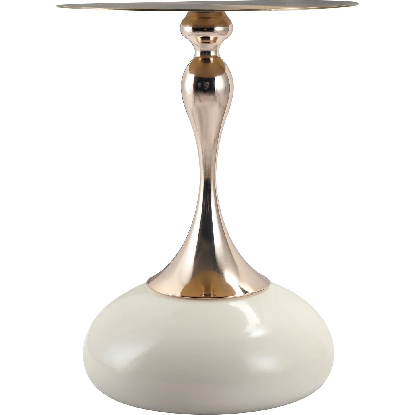 Savoy Wide Side Table with Stainless Steel Top Round Accent Table and Elegant Pedestal Base - Elax Furniture