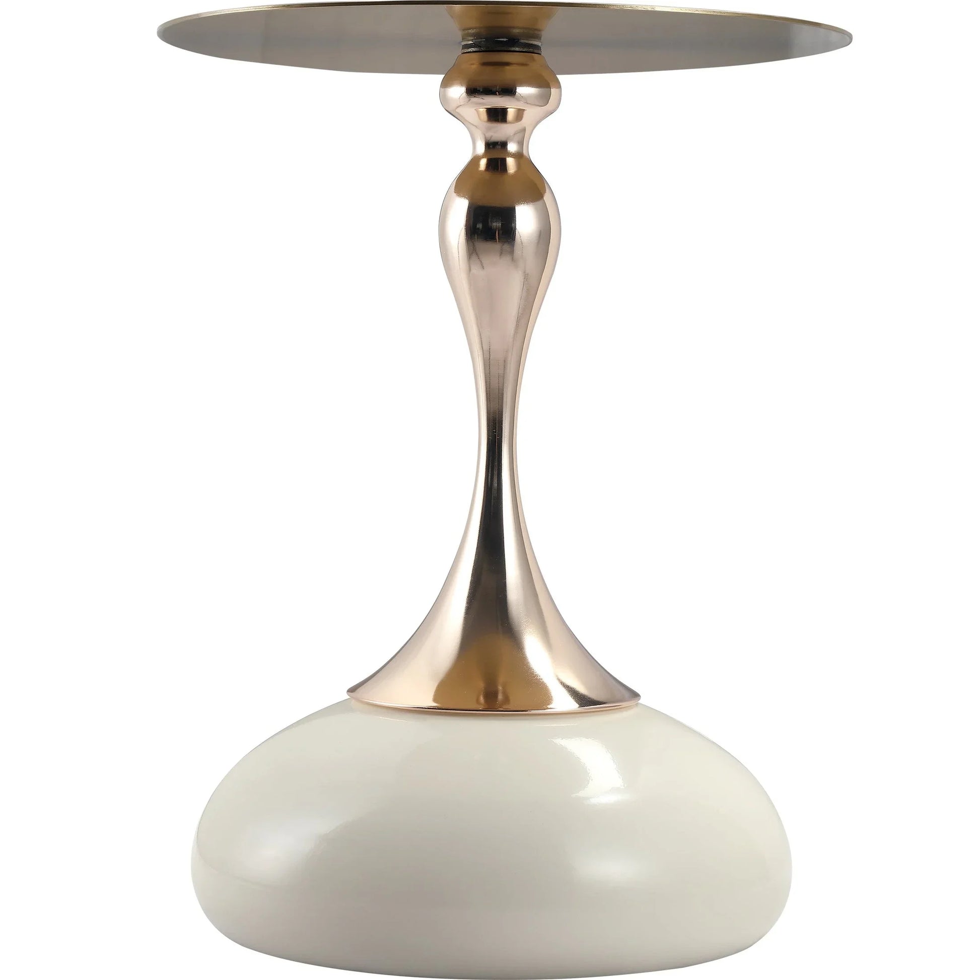 Savoy Wide Side Table with Gold Stainless Steel Top Round Accent Table and Elegant Pedestal Base - Elax Furniture