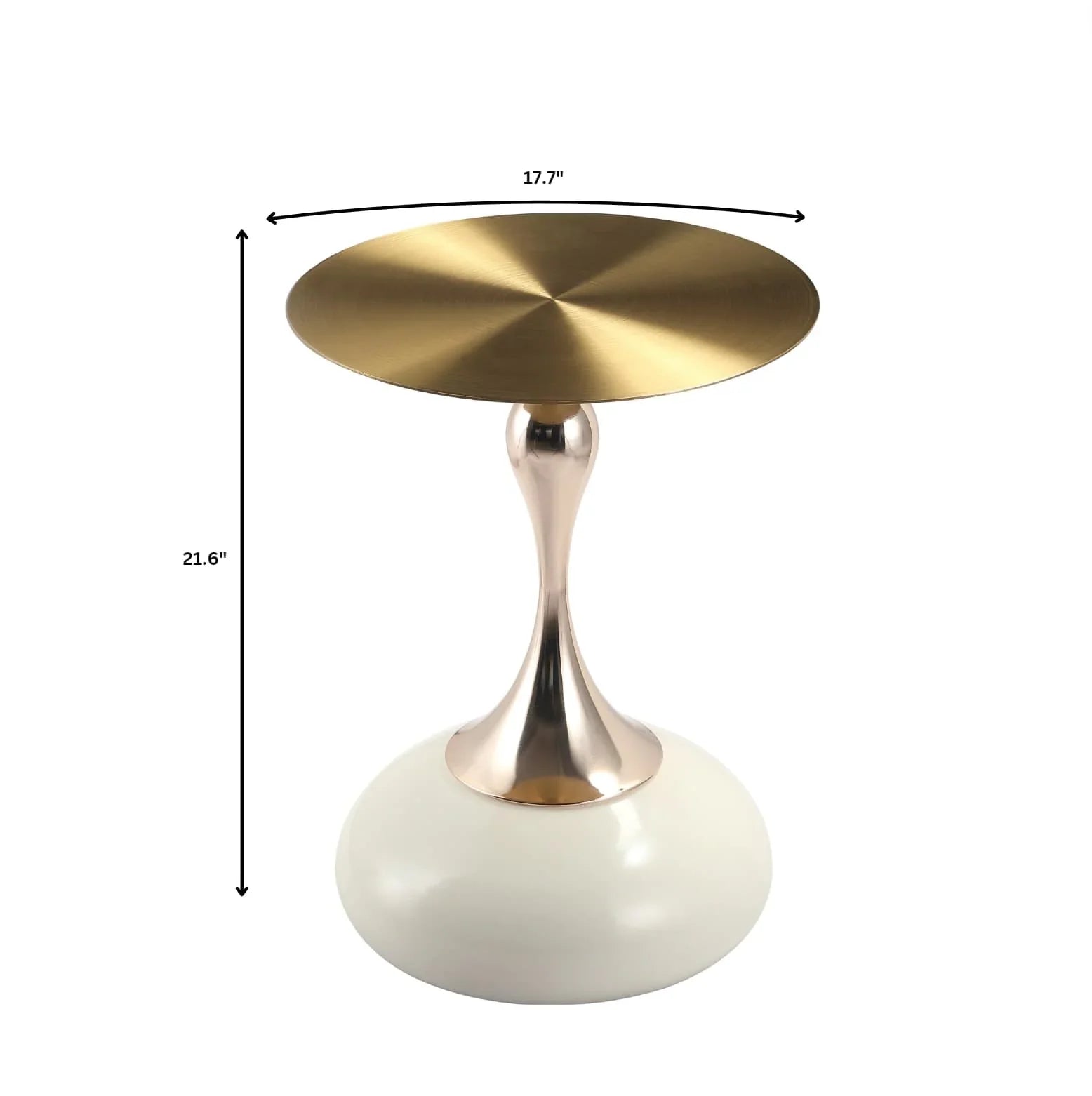 Savoy Wide Side Table with Gold Stainless Steel Top Round Accent Table and Elegant Pedestal Base - Elax Furniture