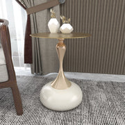 Savoy Wide Side Table with Stainless Steel Top Round Accent Table and Elegant Pedestal Base - Elax Furniture