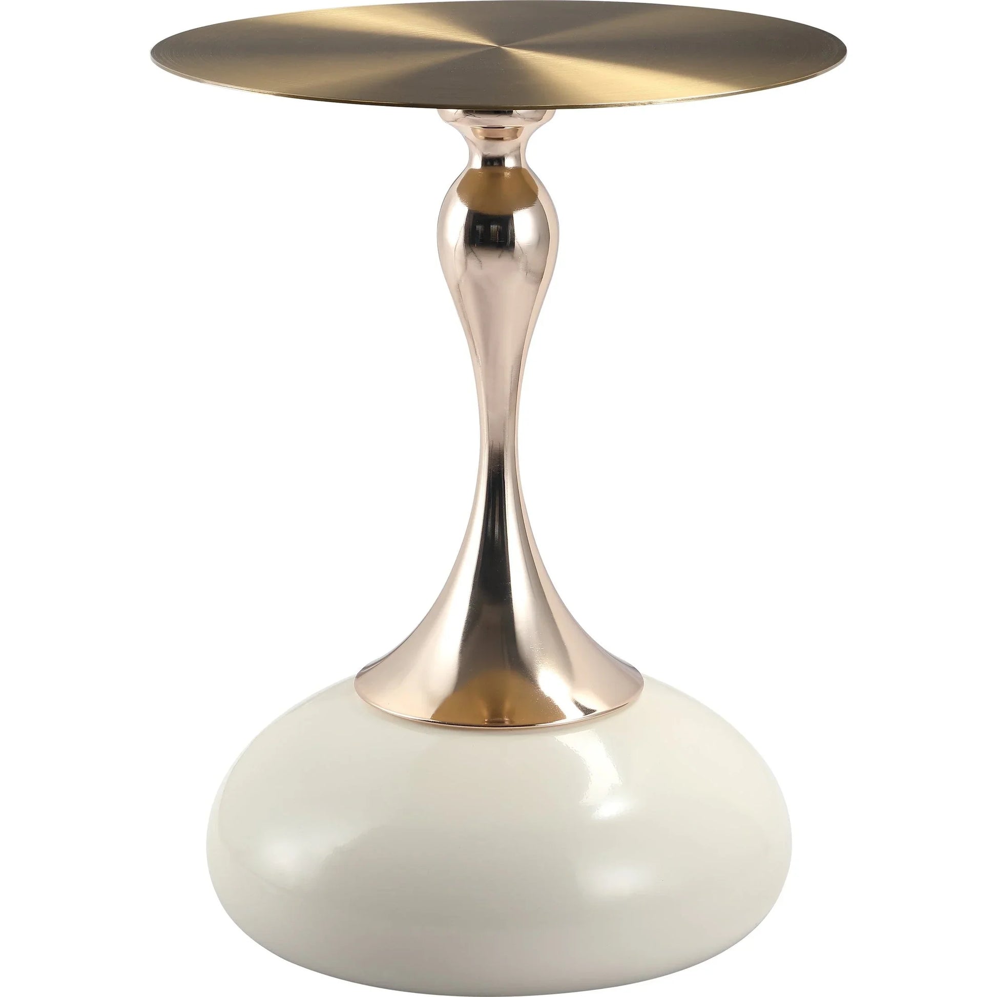 Savoy Wide Side Table with Gold Stainless Steel Top Round Accent Table and Elegant Pedestal Base - Elax Furniture