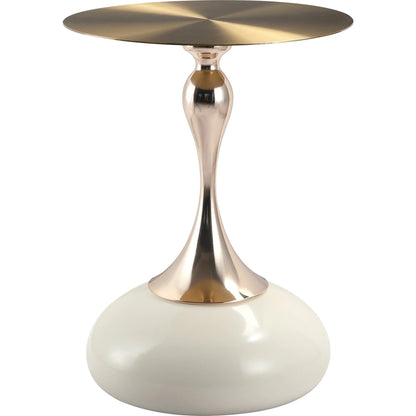 Savoy Wide Side Table with Stainless Steel Top Round Accent Table and Elegant Pedestal Base - Elax Furniture