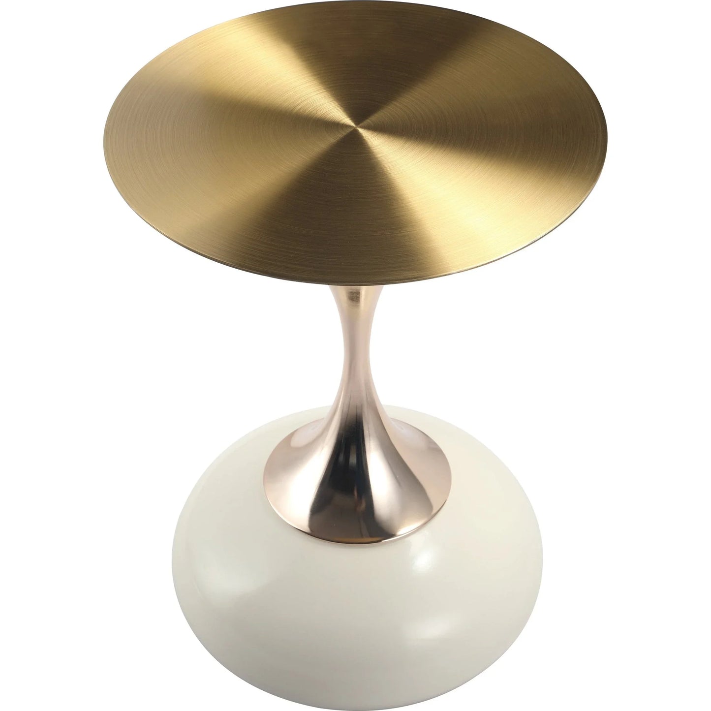 Savoy Wide Side Table with Gold Stainless Steel Top Round Accent Table and Elegant Pedestal Base - Elax Furniture