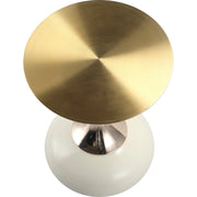 Savoy Wide Side Table with Gold Stainless Steel Top Round Accent Table and Elegant Pedestal Base - Elax Furniture