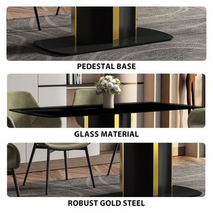 Sylva Rectangular Dining Table with Glass/Sintered Stone Tabletop in Gold Steel - Elax Furniture