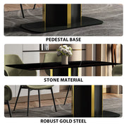 Sylva Rectangular Dining Table with Glass/Sintered Stone Tabletop in Gold Steel - Elax Furniture
