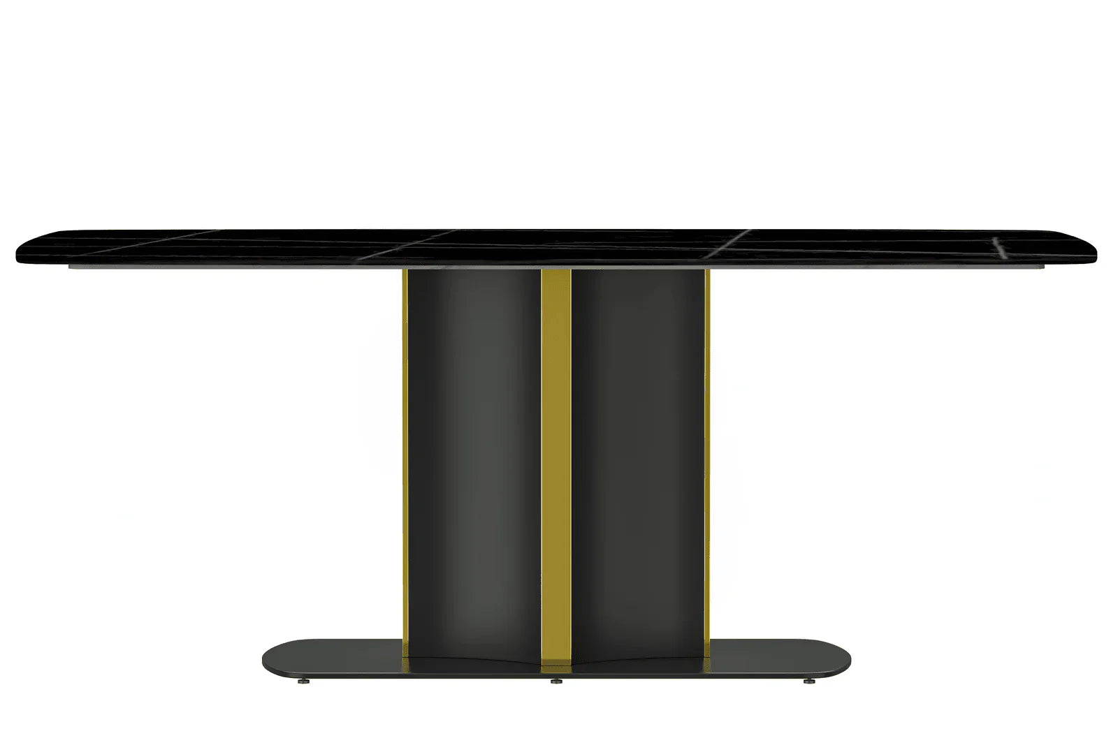 Sylva Rectangular Dining Table with Glass/Sintered Stone Tabletop in Gold Steel - Elax Furniture