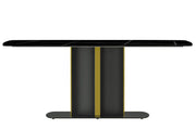 Sylva Rectangular Dining Table with Glass/Sintered Stone Tabletop in Gold Steel - Elax Furniture