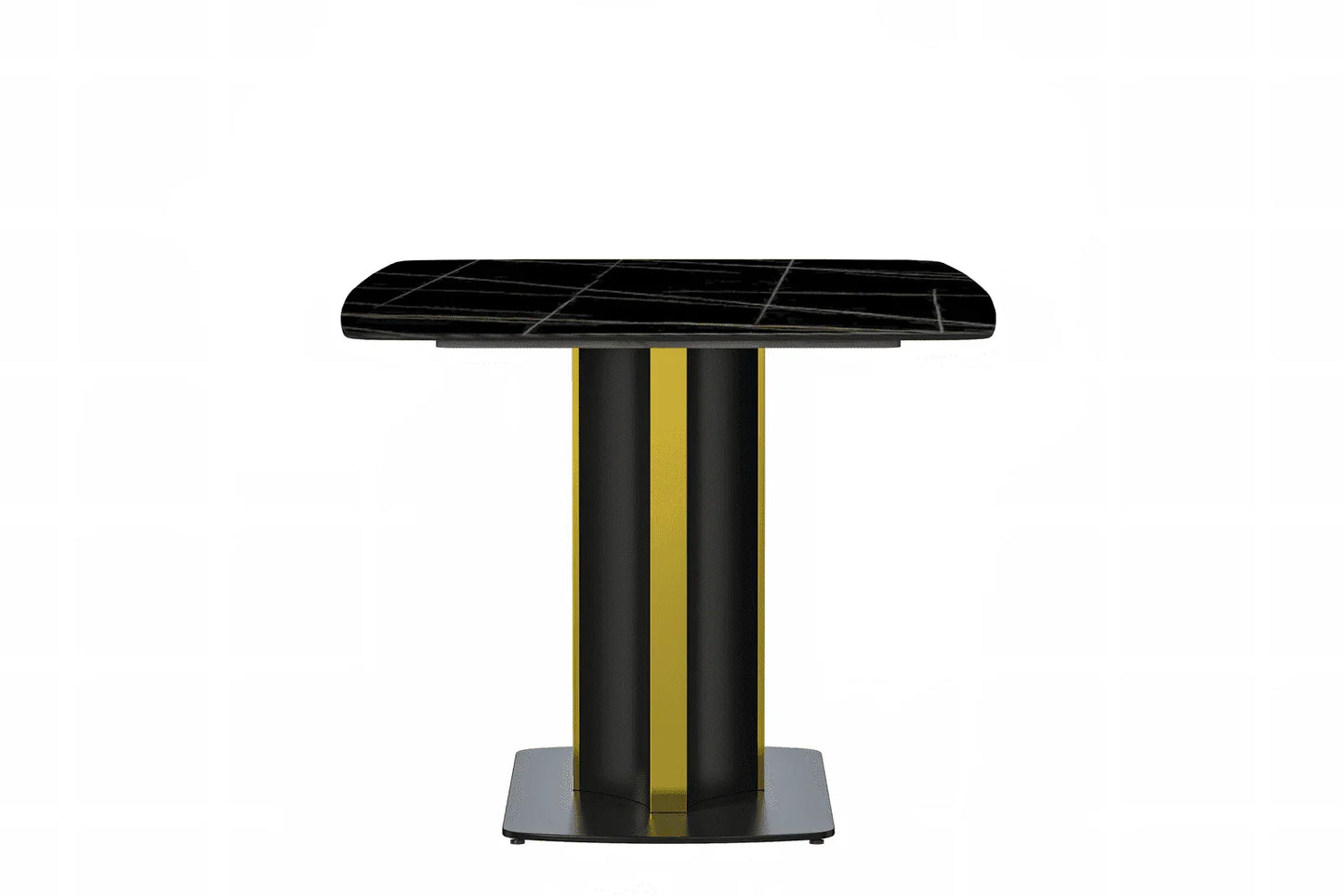 Sylva Rectangular Dining Table with Glass/Sintered Stone Tabletop in Gold Steel - Elax Furniture