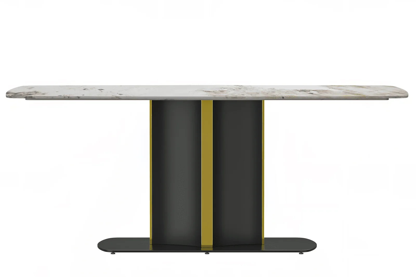 Sylva Rectangular Dining Table with Glass/Sintered Stone Tabletop in Gold Steel - Elax Furniture