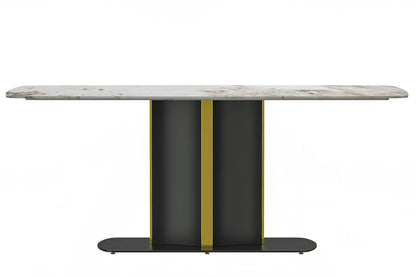 Sylva Rectangular Dining Table with Glass/Sintered Stone Tabletop in Gold Steel - Elax Furniture