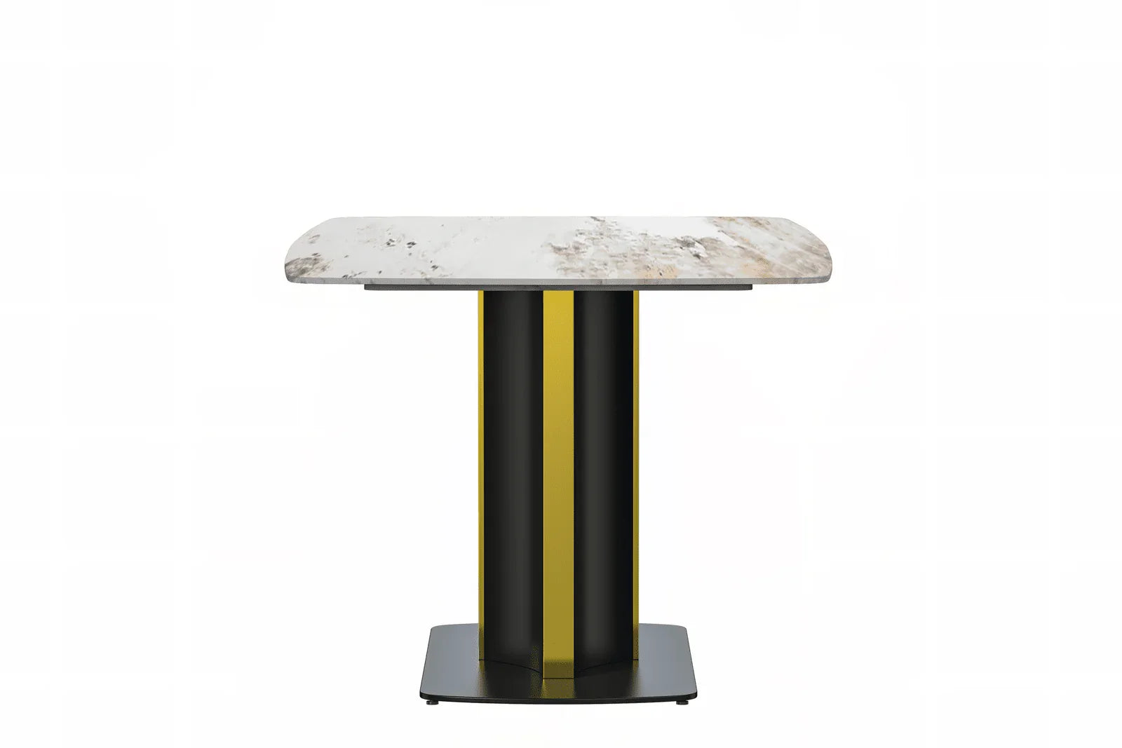 Sylva Rectangular Dining Table with Glass/Sintered Stone Tabletop in Gold Steel - Elax Furniture