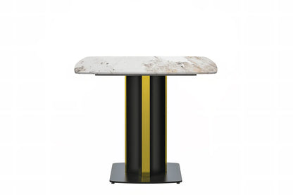 Sylva Rectangular Dining Table with Glass/Sintered Stone Tabletop in Gold Steel - Elax Furniture