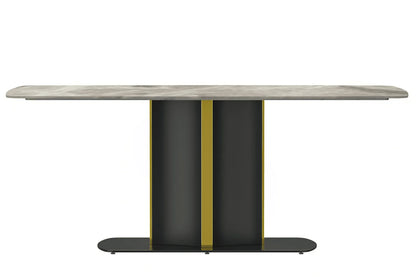 Sylva Rectangular Dining Table with Glass/Sintered Stone Tabletop in Gold Steel - Elax Furniture