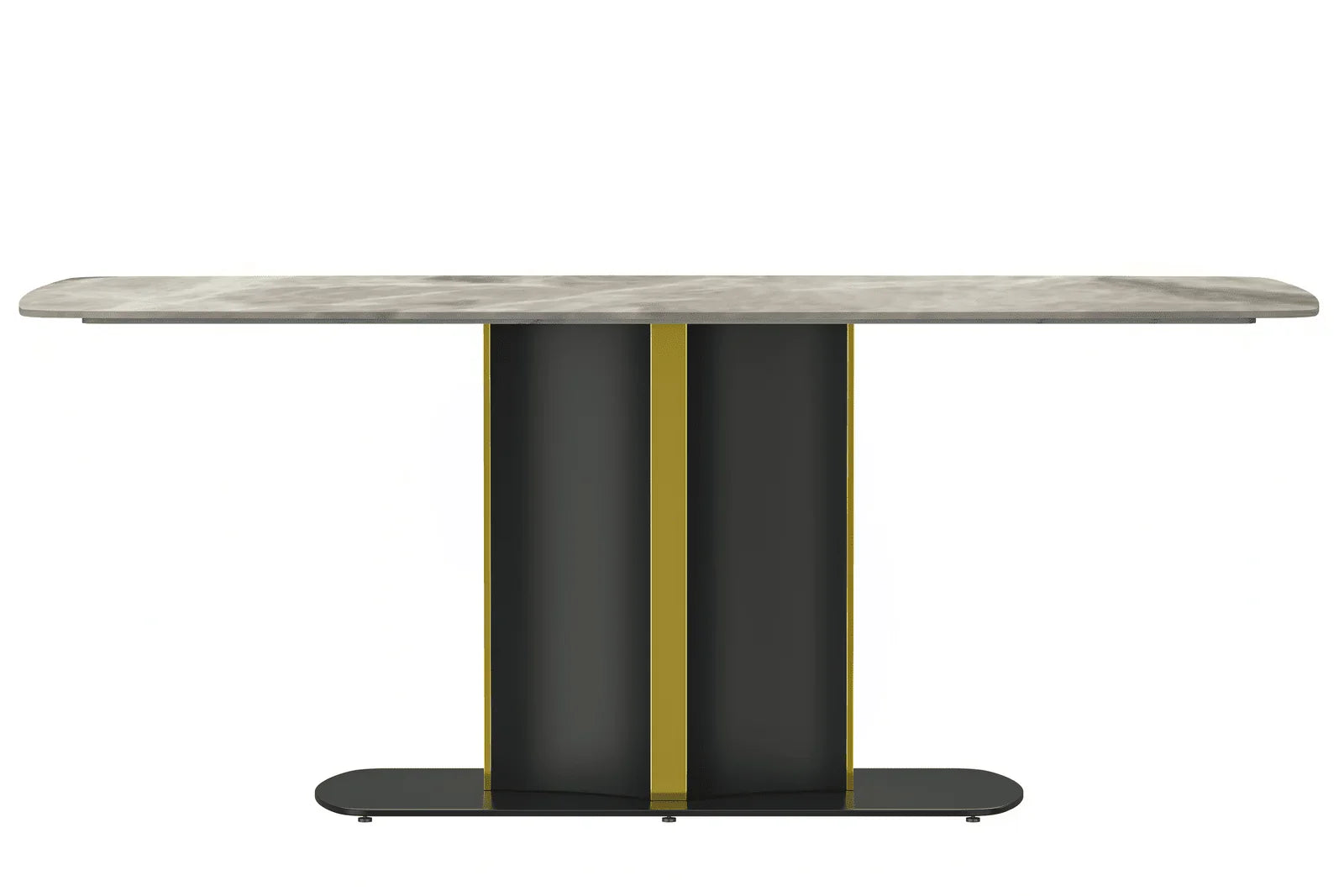 Sylva Rectangular Dining Table with Glass/Sintered Stone Tabletop in Gold Steel - Elax Furniture