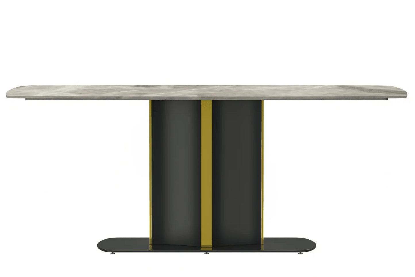 Sylva Rectangular Dining Table with Glass/Sintered Stone Tabletop in Gold Steel - Elax Furniture