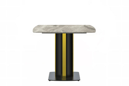Sylva Rectangular Dining Table with Glass/Sintered Stone Tabletop in Gold Steel - Elax Furniture