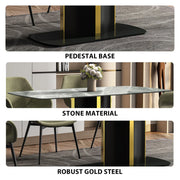 Sylva Rectangular Dining Table with Glass/Sintered Stone Tabletop in Gold Steel - Elax Furniture