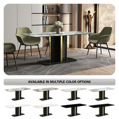 Sylva Rectangular Dining Table with Glass/Sintered Stone Tabletop in Gold Steel - Elax Furniture