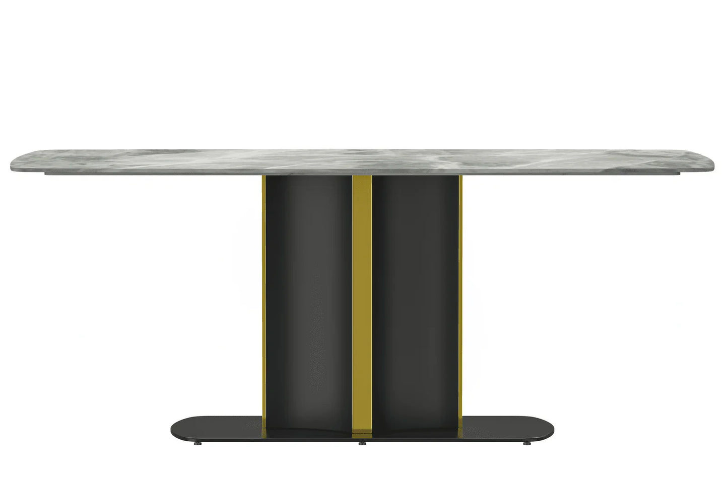 Sylva Rectangular Dining Table with Glass/Sintered Stone Tabletop in Gold Steel - Elax Furniture