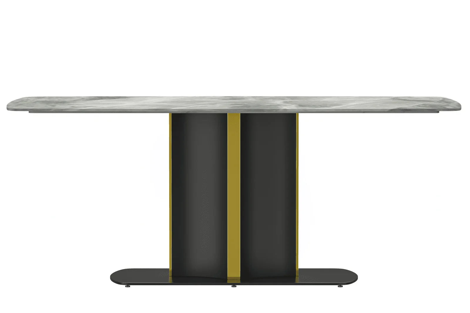 Sylva Rectangular Dining Table with Glass/Sintered Stone Tabletop in Gold Steel - Elax Furniture