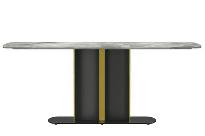Sylva Rectangular Dining Table with Glass/Sintered Stone Tabletop in Gold Steel - Elax Furniture