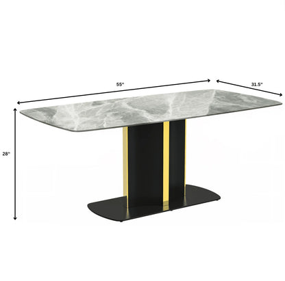 Sylva Rectangular Dining Table with Glass/Sintered Stone Tabletop in Gold Steel - Elax Furniture