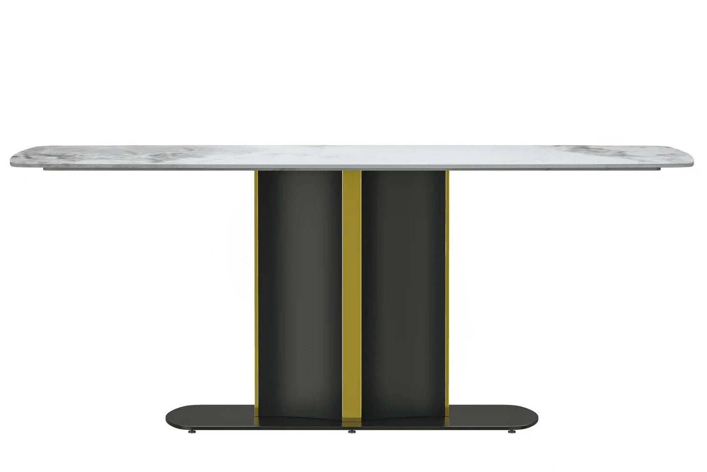 Sylva Rectangular Dining Table with Glass/Sintered Stone Tabletop in Gold Steel - Elax Furniture