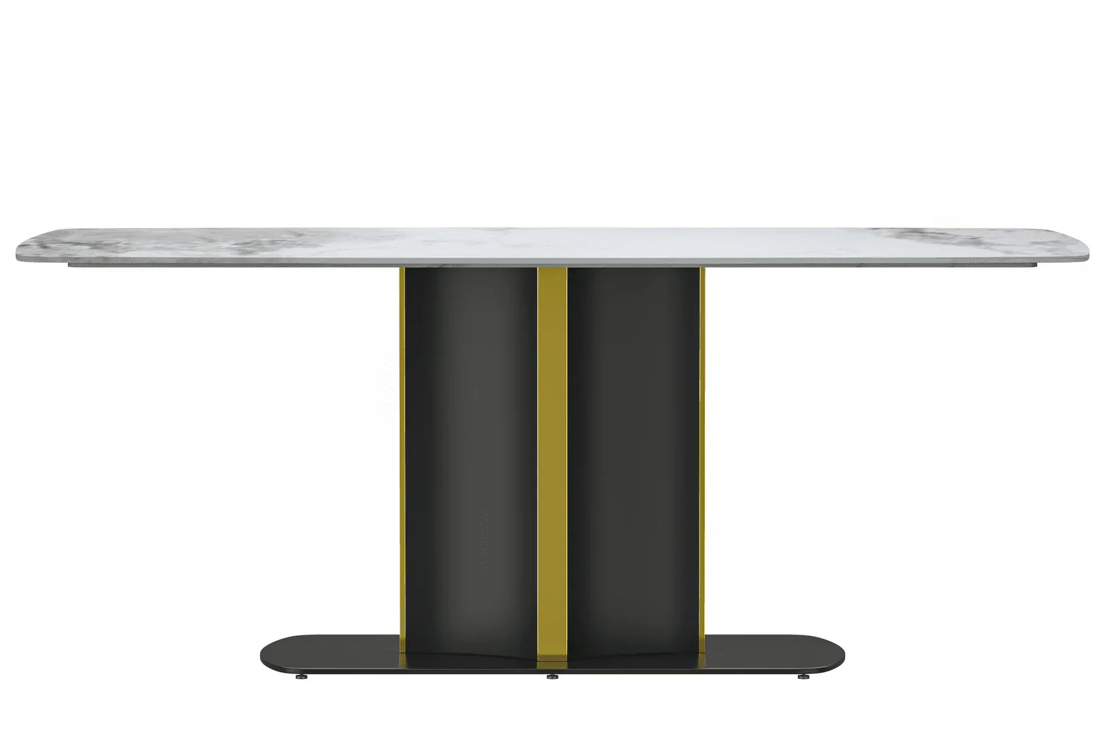 Sylva Rectangular Dining Table with Glass/Sintered Stone Tabletop in Gold Steel - Elax Furniture