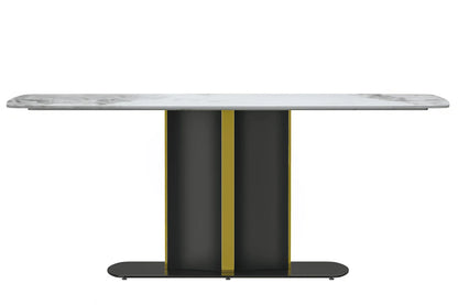 Sylva Rectangular Dining Table with Glass/Sintered Stone Tabletop in Gold Steel - Elax Furniture