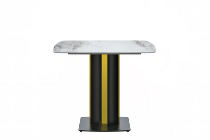 Sylva Rectangular Dining Table with Glass/Sintered Stone Tabletop in Gold Steel - Elax Furniture