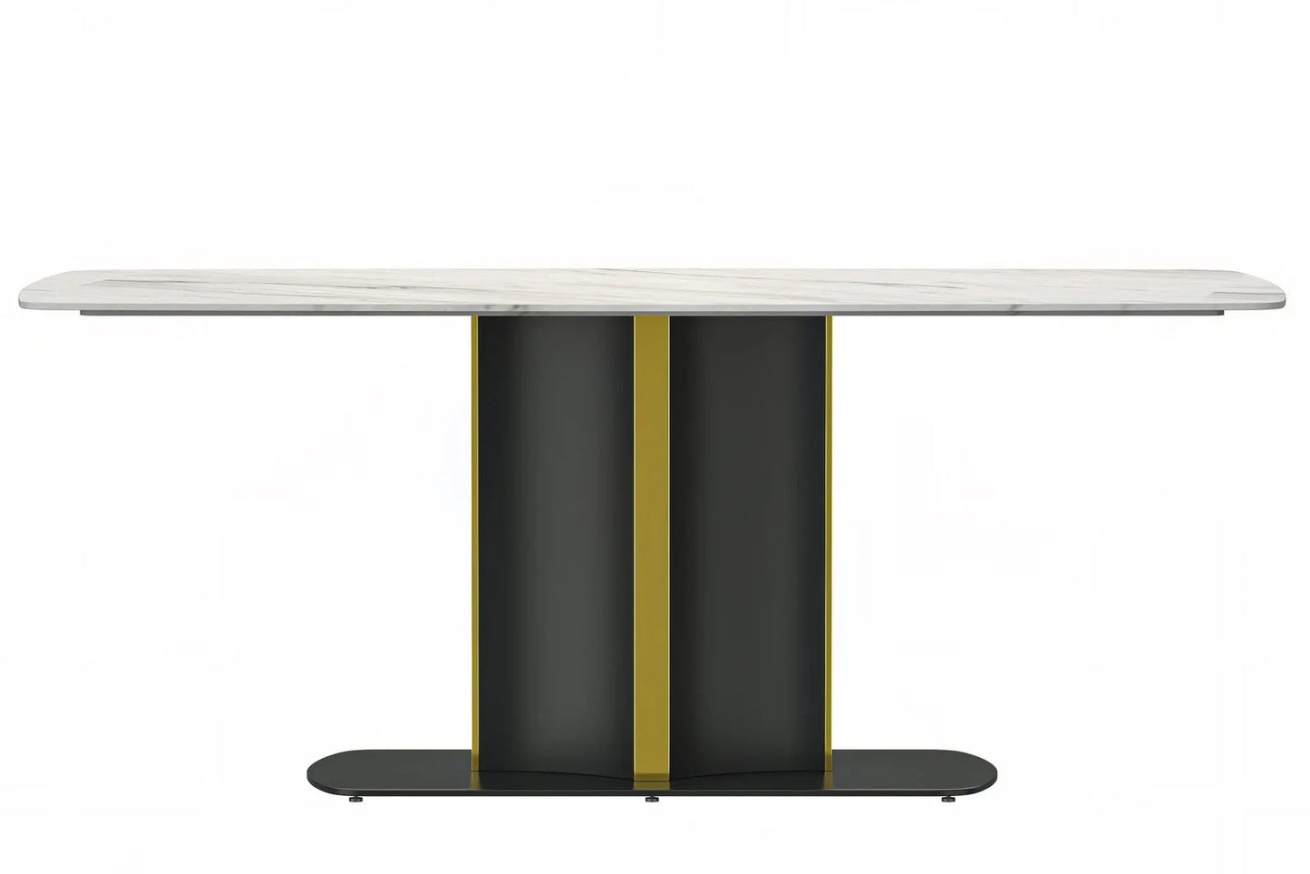 Sylva Rectangular Dining Table with Glass/Sintered Stone Tabletop in Gold Steel - Elax Furniture
