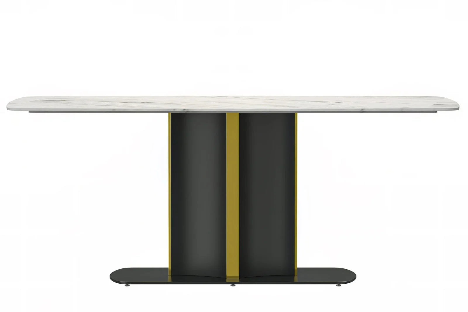 Sylva Rectangular Dining Table with Glass/Sintered Stone Tabletop in Gold Steel - Elax Furniture