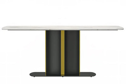 Sylva Rectangular Dining Table with Glass/Sintered Stone Tabletop in Gold Steel - Elax Furniture