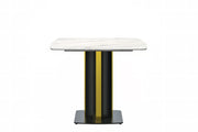 Sylva Rectangular Dining Table with Glass/Sintered Stone Tabletop in Gold Steel - Elax Furniture