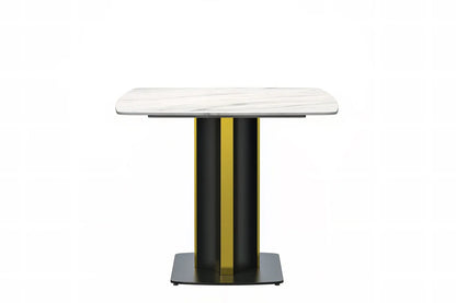 Sylva Rectangular Dining Table with Glass/Sintered Stone Tabletop in Gold Steel - Elax Furniture