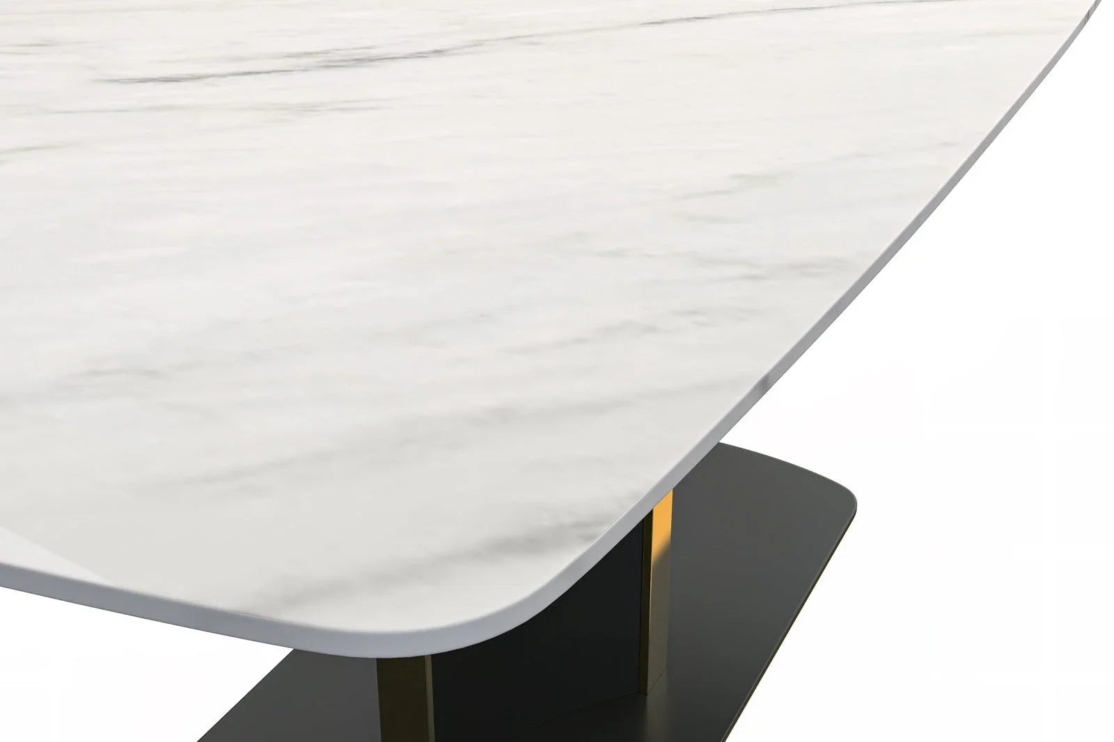 Sylva Rectangular Dining Table with Glass/Sintered Stone Tabletop in Gold Steel - Elax Furniture