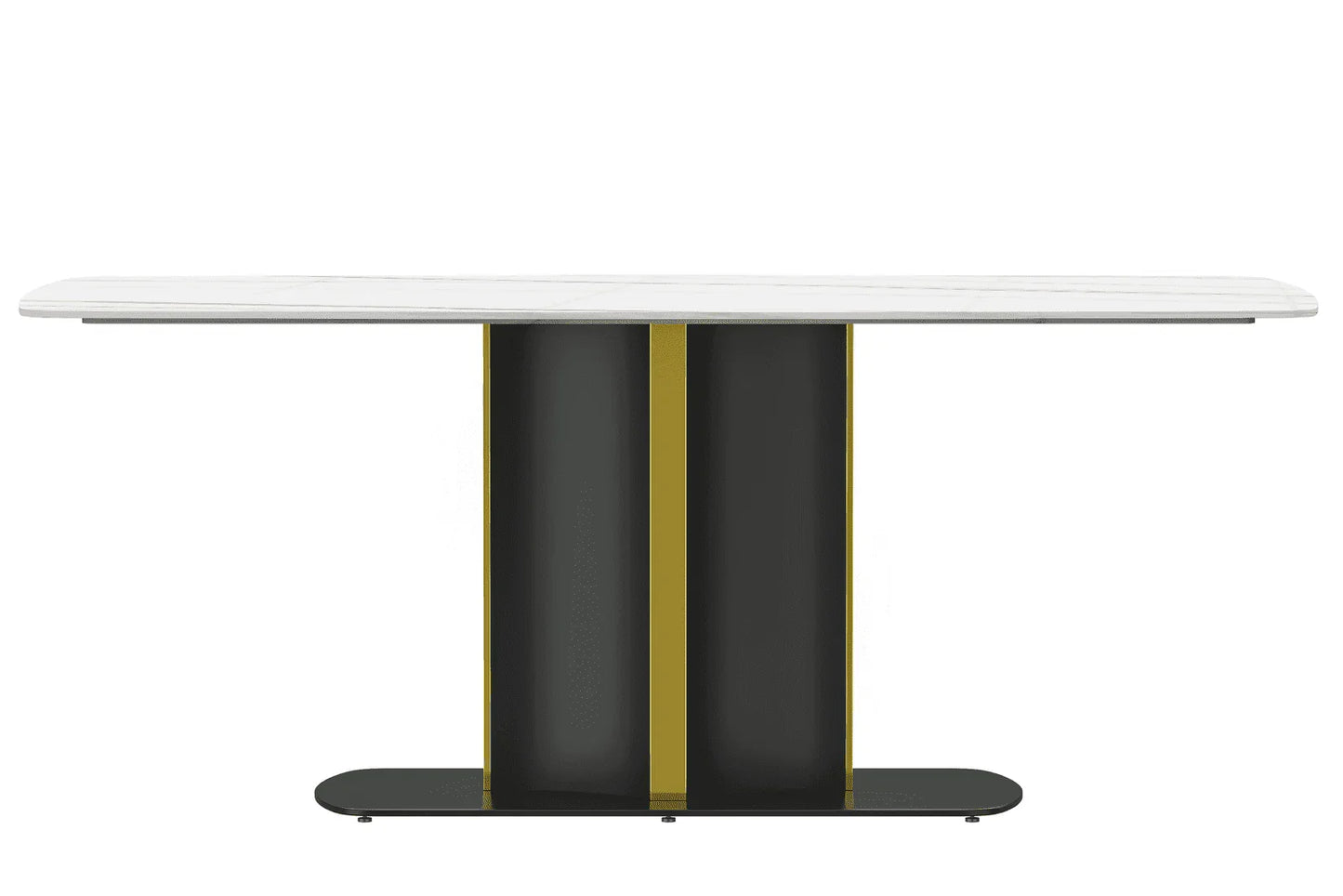 Sylva Rectangular Dining Table with Glass/Sintered Stone Tabletop in Gold Steel - Elax Furniture