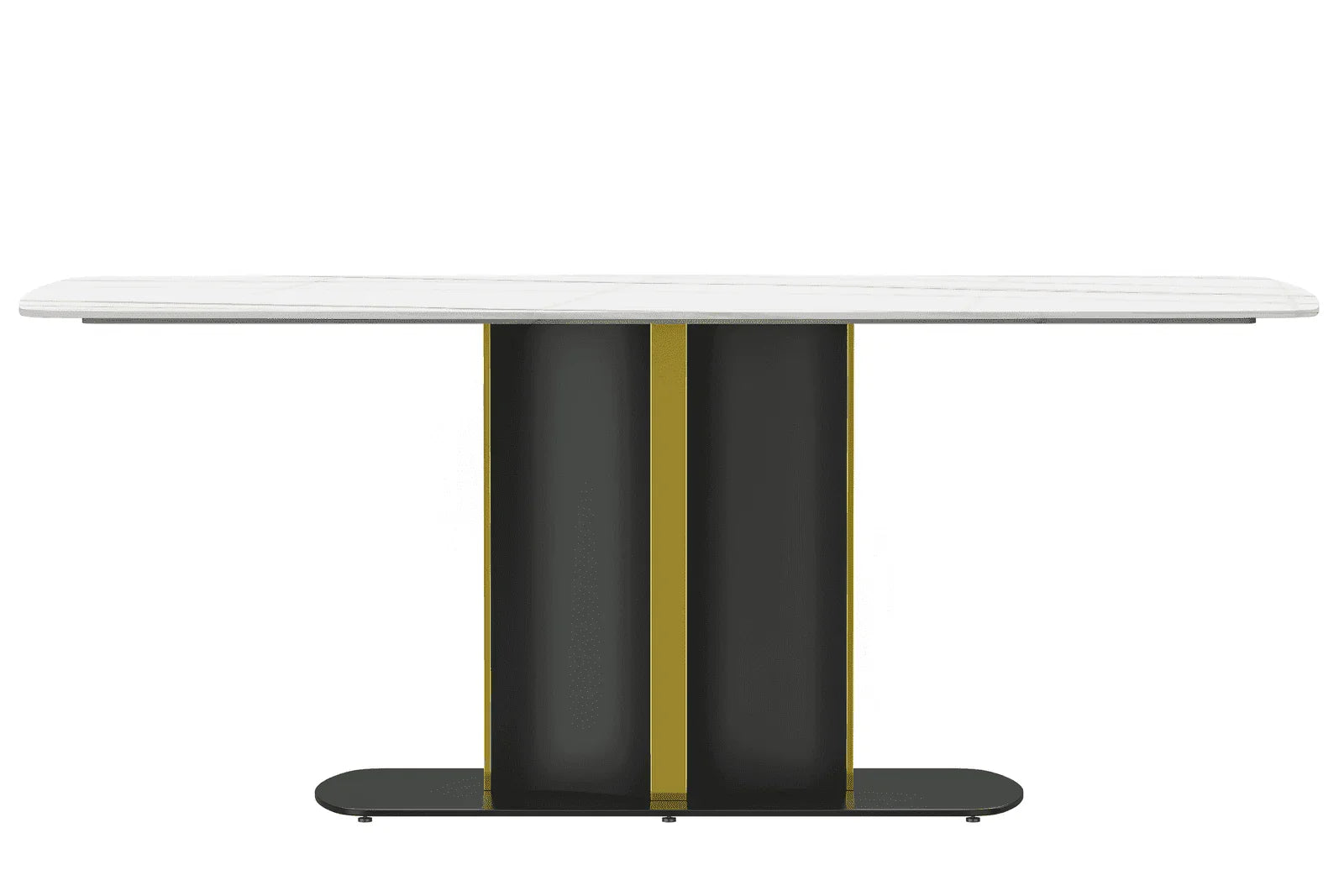 Sylva Rectangular Dining Table with Glass/Sintered Stone Tabletop in Gold Steel - Elax Furniture