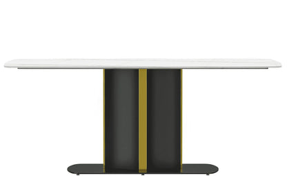 Sylva Rectangular Dining Table with Glass/Sintered Stone Tabletop in Gold Steel - Elax Furniture
