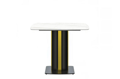 Sylva Rectangular Dining Table with Glass/Sintered Stone Tabletop in Gold Steel - Elax Furniture