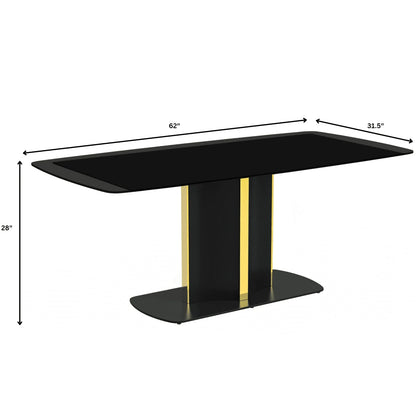 Sylva Rectangular Dining Table with Glass/Sintered Stone Tabletop in Gold Steel - Elax Furniture