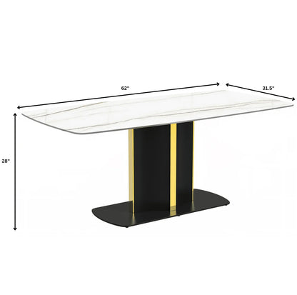 Sylva Rectangular Dining Table with Glass/Sintered Stone Tabletop in Gold Steel - Elax Furniture