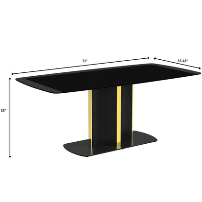 Sylva Rectangular Dining Table with Glass/Sintered Stone Tabletop in Gold Steel - Elax Furniture