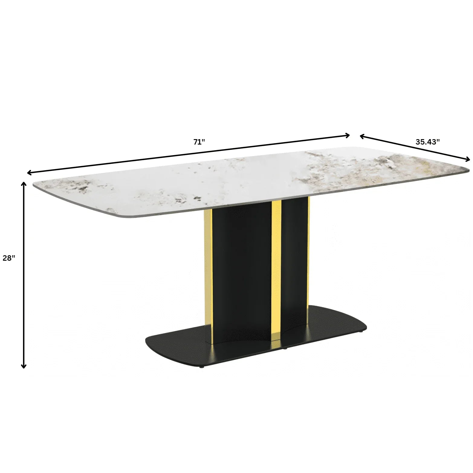 Sylva Rectangular Dining Table with Glass/Sintered Stone Tabletop in Gold Steel - Elax Furniture