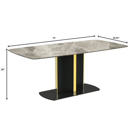 Sylva Rectangular Dining Table with Glass/Sintered Stone Tabletop in Gold Steel - Elax Furniture